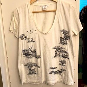 Carven toile safari embroidered scoop neck tee